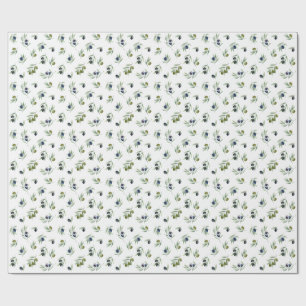 Papier Cadeau Motif floral aquarelle feuilles vert olive