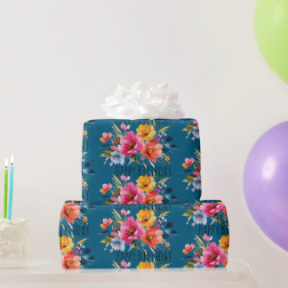 Papier Cadeau Motif floral aquarelle | Floral moderne et lumineu