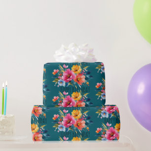 Papier Cadeau Motif floral aquarelle Floral moderne et lumineu