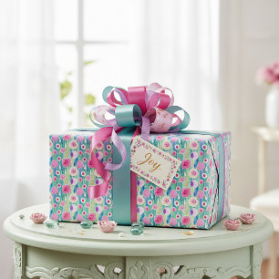 Papier Cadeau Motif floral aquarelle pastel