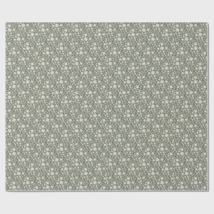 Papier Cadeau Motif floral aquarelle romantique vert sauge profo