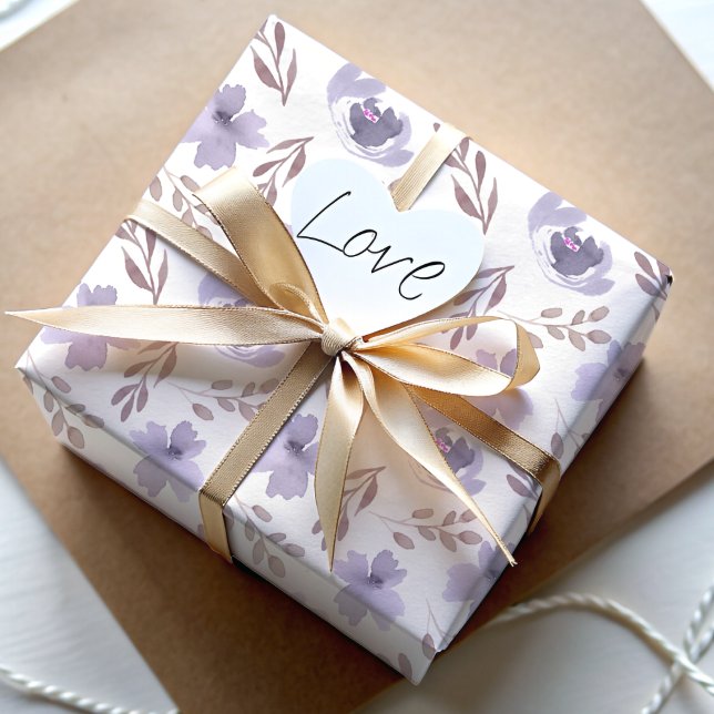 Papier Cadeau Motif floral aquarelle violet moderne  (Créateur téléchargé)