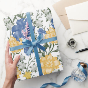 Papier Cadeau Motif floral avec grandes fleurs Bluebell May Lily