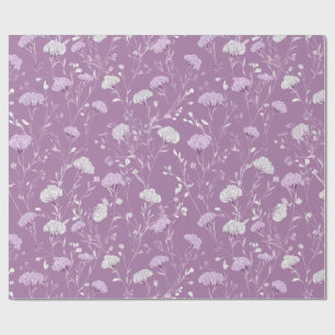 Papier Cadeau Motif floral blanc lavande violet clair