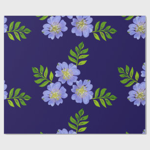 Papier Cadeau Motif floral bleu.