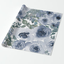Motif floral bleu, Aquarelle artistique