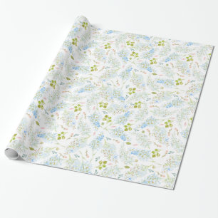 Papier Cadeau Motif floral bleu-clair chic