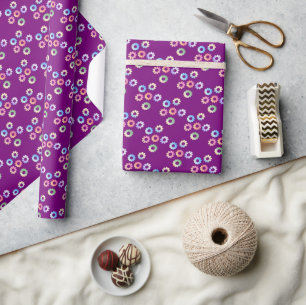 Papier Cadeau Motif floral bordeaux sans couture