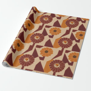 Papier Cadeau Motif floral botanique bohème d'automne
