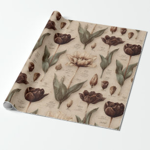 Papier Cadeau Motif floral botanique vintage (6)