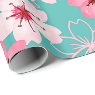 Papier Cadeau Motif floral chic élégant de fleurs de cerisier