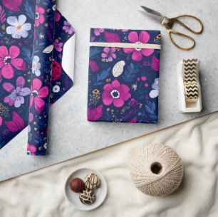 Papier Cadeau Motif floral coccinelle