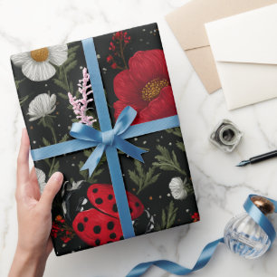 Papier Cadeau Motif floral coccinelle