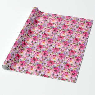 Papier Cadeau Motif floral d'aquarelle d'été