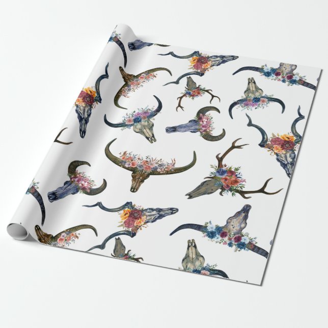 Papier Cadeau Motif floral de corne de cerf (Déroulé)
