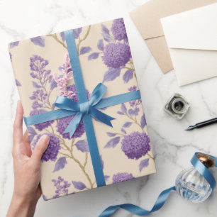 Papier Cadeau Motif floral de crème de fleur de lilas Cottagecor