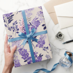 Papier Cadeau Motif floral de crème de fleur de lilas Cottagecor