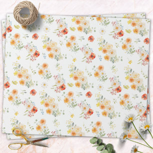 Papier Cadeau Motif floral de fleurs ensoleillées à l'aquarelle