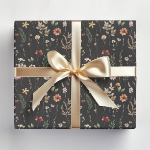 Papier Cadeau Motif floral de fleurs sauvages jolies aquarelle