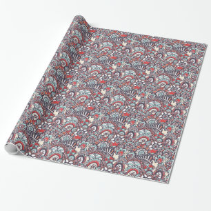 Papier Cadeau Motif floral de griffonnage de Paisley