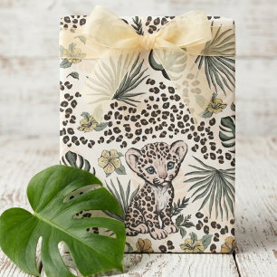 Papier Cadeau Motif floral de la jungle pour enfants Léopard Saf
