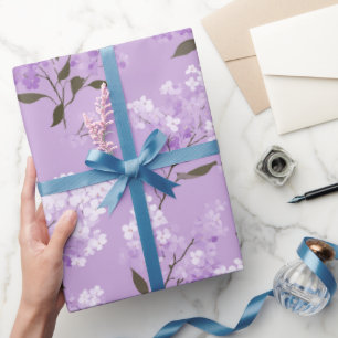 Papier Cadeau Motif floral de lilas lavande féminin