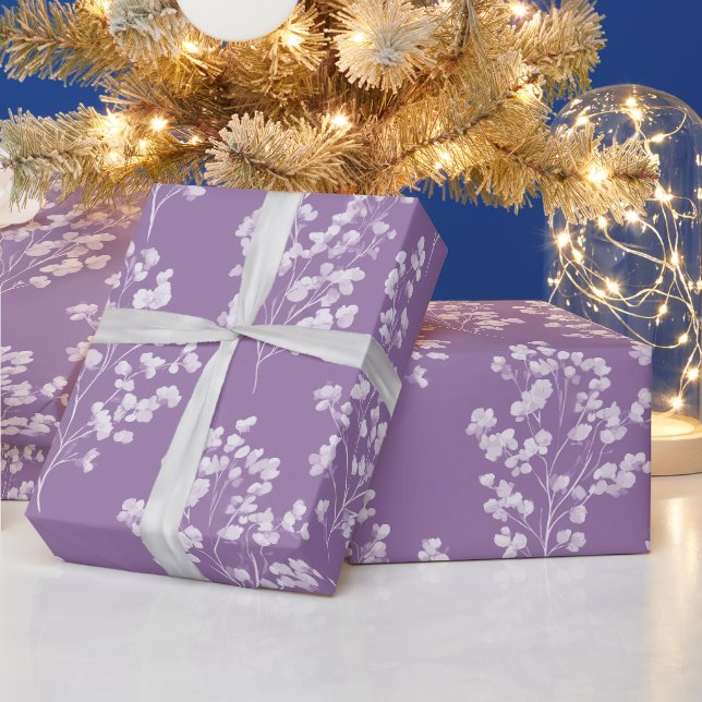 Papier Cadeau Motif floral de lilas lavande féminin (Vacances)
