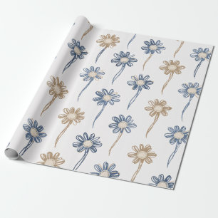 Papier Cadeau Motif floral de marguerite minimaliste (5)