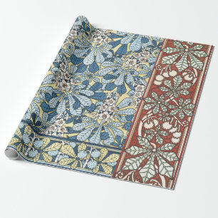 Papier Cadeau Motif floral de marronnier Art nouveau vintage