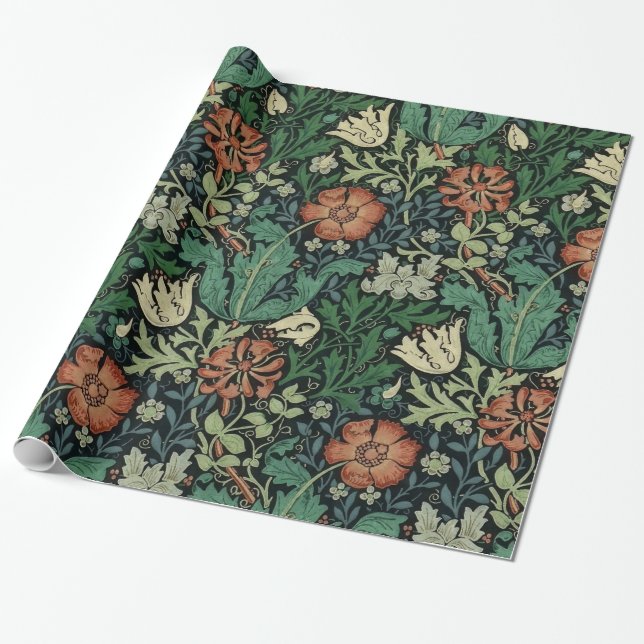 Papier Cadeau Motif floral de Nouveau d'art de William Morris (Déroulé)