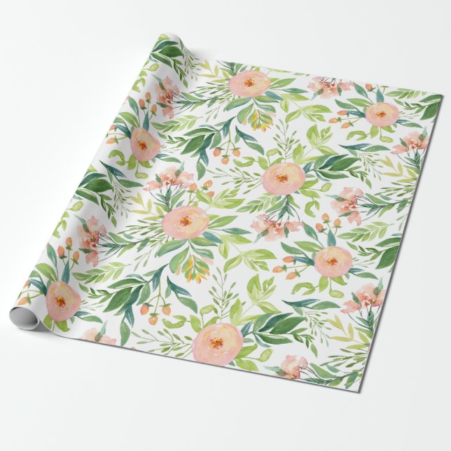 Papier Cadeau Motif floral de printemps (Déroulé)