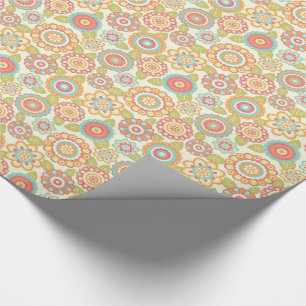 Papier Cadeau Motif floral de rétros fleurs géniales de Boho