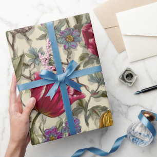 Papier Cadeau Motif floral de tulipe multicolore de style jardin