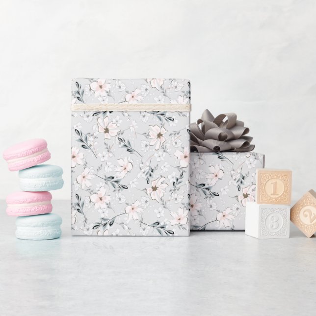 Papier Cadeau Motif floral délicat.  (Baby Shower)
