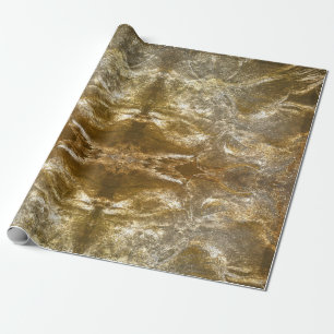 Papier Cadeau Motif floral doré à relief vintage sur fond paille