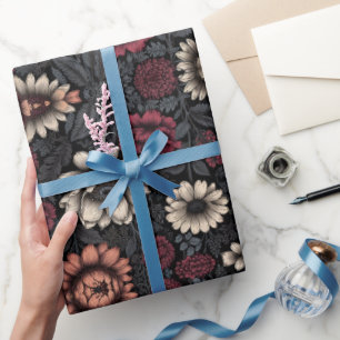 Papier Cadeau Motif floral dynamique avec des couleurs mixtes