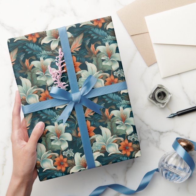 Papier Cadeau Motif floral élégant de fleurs (Cadeaux)