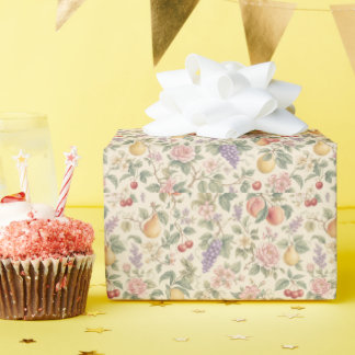 Papier Cadeau Motif floral et fruitier vintage