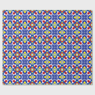 Papier Cadeau Motif floral géométrique coloré inspiré