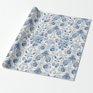 Papier Cadeau Motif floral gravé élégant vintage français
