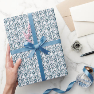 Papier Cadeau Motif floral gris et blanc gris