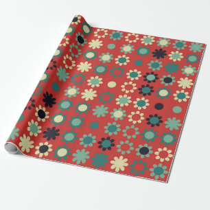 Papier Cadeau Motif floral incolore avec éléments colorés, vi