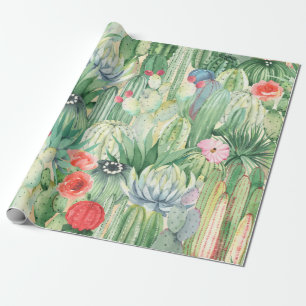 Papier Cadeau Motif floral incomparable avec cactus, succulents