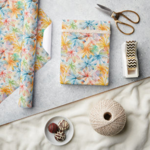Papier Cadeau Motif floral inspiré par l'aquarelle