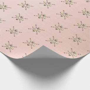 Papier Cadeau Motif Floral italien orné sur fond or Rose