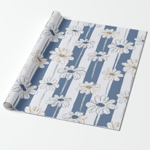 Papier Cadeau Motif floral minimaliste Daisy (3)