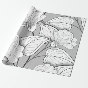 Papier Cadeau Motif floral monochrome transparent. Texture flora