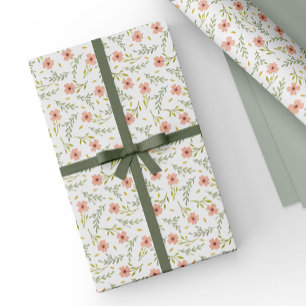 Papier Cadeau Motif floral pastel à l'aquarelle Dainty Ditsy