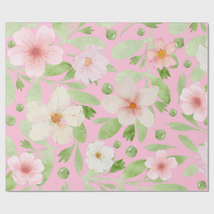 Papier Cadeau Motif floral Pastel rose printemps