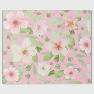 Papier Cadeau Motif floral Pastel rose printemps